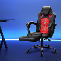 2 Point Massage Gaming Office Chair PU Leather Red Furniture Kings Warehouse 