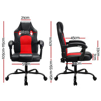 2 Point Massage Gaming Office Chair PU Leather Red Furniture Kings Warehouse 