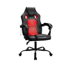 2 Point Massage Gaming Office Chair PU Leather Red Furniture Kings Warehouse 