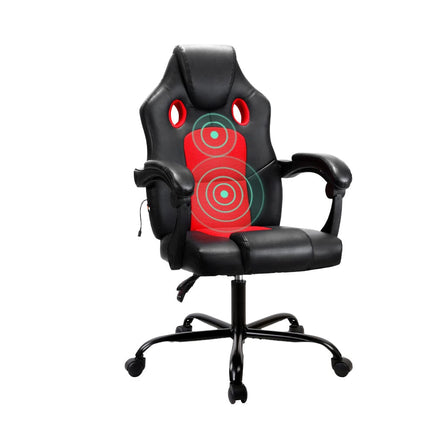 2 Point Massage Gaming Office Chair PU Leather Red Furniture Kings Warehouse 