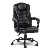 2 Point Massage Office Chair PU Leather Black Furniture Kings Warehouse 