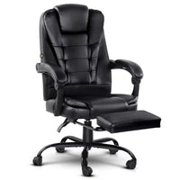 2 Point Massage Office Chair PU Leather Footrest Black Furniture Kings Warehouse 