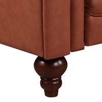 2 Seater 3 Seater Brown Sofa Lounge Set Button Tufted in Faux Leather Furniture Kings Warehouse 