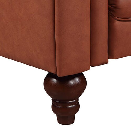 2 Seater 3 Seater Brown Sofa Lounge Set Button Tufted in Faux Leather Furniture Kings Warehouse 