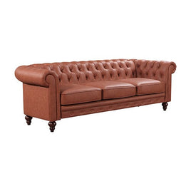 2 Seater 3 Seater Brown Sofa Lounge Set Button Tufted in Faux Leather Furniture Kings Warehouse 