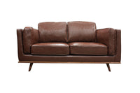 2 Seater Faux Leather Sofa Brown Modern Lounge Set for Living Room Couch with Wooden Frame Furniture Kings Warehouse 
