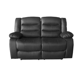 2 Seater Recliner Sofa In Faux Leather Lounge Couch in Black Furniture Kings Warehouse 