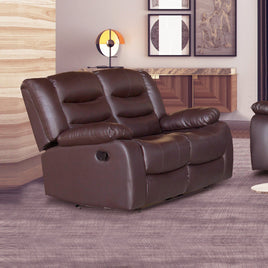 2 Seater Recliner Sofa In Faux Leather Lounge Couch in Brown Health & Beauty Kings Warehouse 