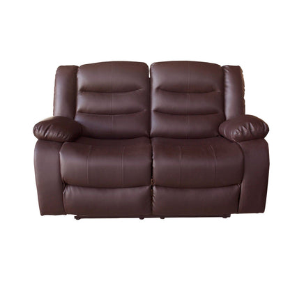 2 Seater Recliner Sofa In Faux Leather Lounge Couch in Brown Health & Beauty Kings Warehouse 