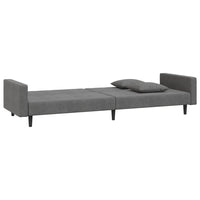 2-Seater Sofa Bed with Two Pillows Dark Grey Velvet Kings Warehouse 