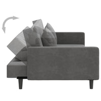 2-Seater Sofa Bed with Two Pillows Dark Grey Velvet Kings Warehouse 