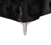 2 Seater Sofa Classic Button Tufted Lounge in Black Velvet Fabric with Metal Legs Furniture Kings Warehouse 