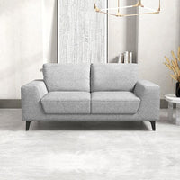 2 Seater Sofa Light Grey Fabric Lounge Set for Living Room Couch with Solid Wooden Frame Black Legs Furniture Kings Warehouse 