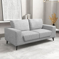 2 Seater Sofa Light Grey Fabric Lounge Set for Living Room Couch with Solid Wooden Frame Black Legs Furniture Kings Warehouse 