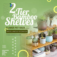 2 Tier Bamboo Plant Stand Shelves Flower Pot Rack Garden Indoor Outdoor Patio Home & Garden Kings Warehouse 