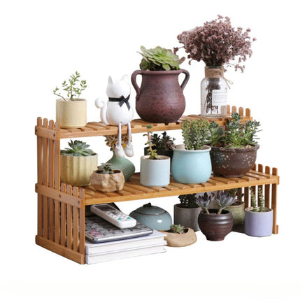 2 Tier Bamboo Plant Stand Shelves Flower Pot Rack Garden Indoor Outdoor Patio Home & Garden Kings Warehouse 