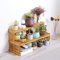 2 Tier Bamboo Plant Stand Shelves Flower Pot Rack Garden Indoor Outdoor Patio Home & Garden Kings Warehouse 