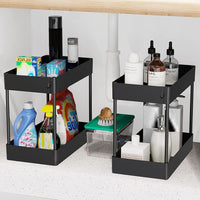 2 Tier Multi-Purpose Under Sink Organizer Shelf Storage Rack for Bathroom and Kitchen Kings Warehouse 