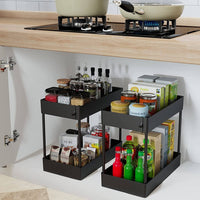 2 Tier Multi-Purpose Under Sink Organizer Shelf Storage Rack for Bathroom and Kitchen Kings Warehouse 