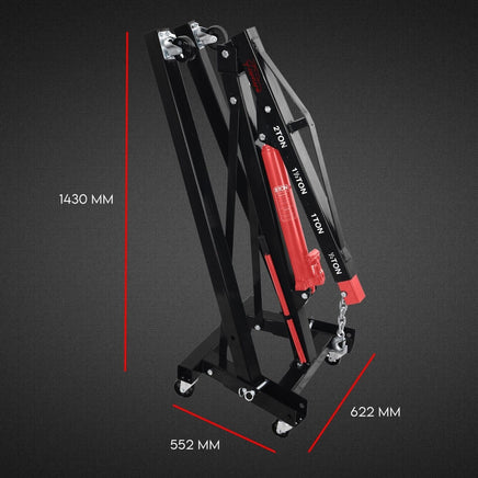 2 Ton Hydraulic Engine Crane Folding Hoist Stand Mobile Garage Workshop Tools Kings Warehouse 