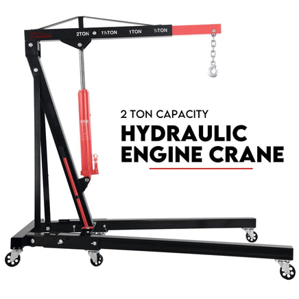 2 Ton Hydraulic Engine Crane Folding Hoist Stand Mobile Garage Workshop Tools Kings Warehouse 