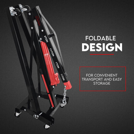 2 Ton Hydraulic Engine Crane Folding Hoist Stand Mobile Garage Workshop Tools Kings Warehouse 