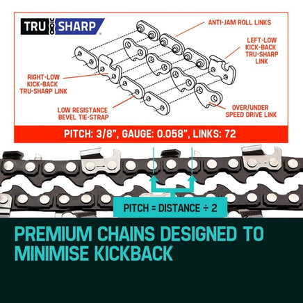 2 X 18 Baumr-AG Chainsaw Chain 18in Bar Replacement Suits SX45 45CC Saws Tools Kings Warehouse 