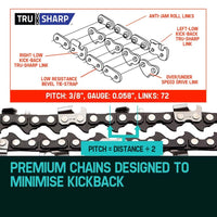 2 X 18 Baumr-AG Chainsaw Chain 18in Bar Replacement Suits SX45 45CC Saws Tools Kings Warehouse 