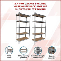 2 x 1.8M Garage Shelving Warehouse Rack Storage Shelves Pallet Racking Furniture Kings Warehouse 