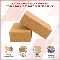2 x Cork Yoga Block Organic Yoga Prop Accessory Exercise Brick Sports & Fitness Kings Warehouse 
