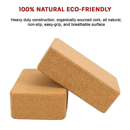 2 x Cork Yoga Block Organic Yoga Prop Accessory Exercise Brick Sports & Fitness Kings Warehouse 