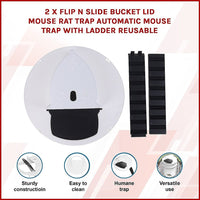 2 x Flip N Slide Bucket Lid Mouse Rat Trap Automatic Mouse Trap With Ladder Reusable Pet Care Kings Warehouse 