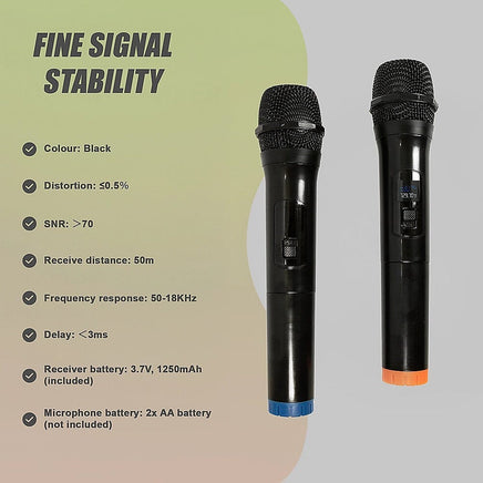 2 x Wireless Microphone Handheld Cordless Professional Mic Karaoke Receiver Audio & Video Kings Warehouse 