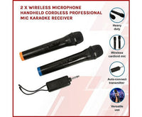 2 x Wireless Microphone Handheld Cordless Professional Mic Karaoke Receiver Kings Warehouse 