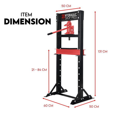 20 Ton Hydraulic Shop Press Workshop Jack Stand Bending Tool Tools Kings Warehouse 