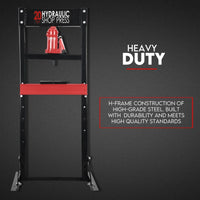 20 Ton Hydraulic Shop Press Workshop Jack Stand Bending Tool Tools Kings Warehouse 