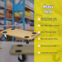 200kg Heavy Duty Hand Dolly Furniture Wooden Trolley Cart Moving Platform Mover Kings Warehouse 