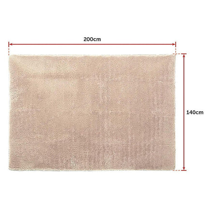 200x140cm Floor Rugs Large Shaggy Rug Area Carpet Bedroom Living Room Mat - Beige Kings Warehouse 