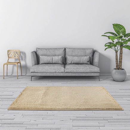200x140cm Floor Rugs Large Shaggy Rug Area Carpet Bedroom Living Room Mat - Beige Kings Warehouse 
