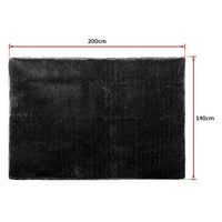 200x140cm Floor Rugs Large Shaggy Rug Area Carpet Bedroom Living Room Mat - Black Home & Garden Kings Warehouse 