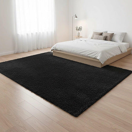200x140cm Floor Rugs Large Shaggy Rug Area Carpet Bedroom Living Room Mat - Black Home & Garden Kings Warehouse 