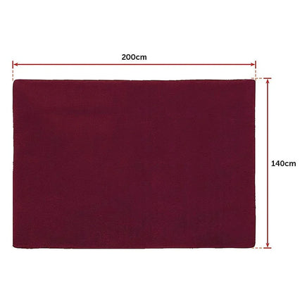 200x140cm Floor Rugs Large Shaggy Rug Area Carpet Bedroom Living Room Mat - Burgundy Home & Garden Kings Warehouse 
