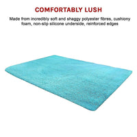 200x140cm Floor Rugs Large Shaggy Rug Area Carpet Bedroom Living Room Mat - Turquoise Home & Garden Kings Warehouse 