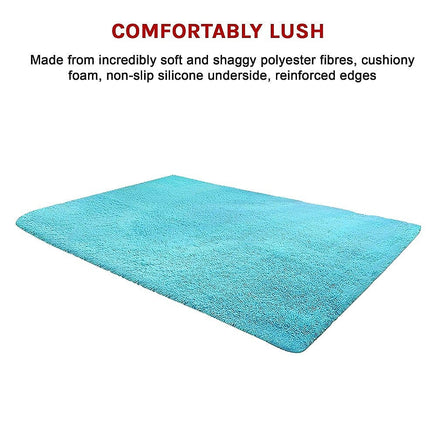 200x140cm Floor Rugs Large Shaggy Rug Area Carpet Bedroom Living Room Mat - Turquoise Home & Garden Kings Warehouse 