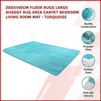 200x140cm Floor Rugs Large Shaggy Rug Area Carpet Bedroom Living Room Mat - Turquoise Kings Warehouse 