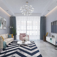 200x300cm Large Floor Blue Chevron Stripes Rug – Modern Area Carpet for Bedroom, Living Room, Lounge or Home Décor Mat Home & Garden Kings Warehouse 