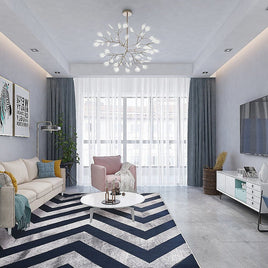 200x300cm Large Floor Blue Chevron Stripes Rug – Modern Area Carpet for Bedroom & Lounge Home & Garden Kings Warehouse 