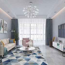 200x300cm Large Floor Blue Triangle Mirage Rug – Modern Area Carpet for Bedroom & Lounge Home & Garden Kings Warehouse 