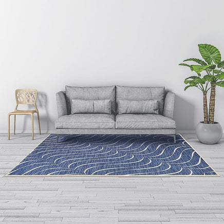200x300cm Large Floor Blue Wave Lines Rug – Modern Area Carpet for Bedroom, Living Room, Lounge or Home Décor Mat Home & Garden Kings Warehouse 