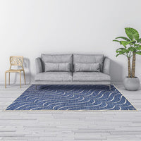 200x300cm Large Floor Blue Wave Lines Rug – Modern Area Carpet for Bedroom & Lounge Home & Garden Kings Warehouse 